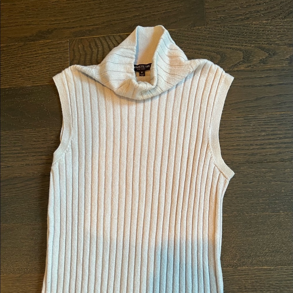 Cashmere, sleeveless, mock-neck sweater